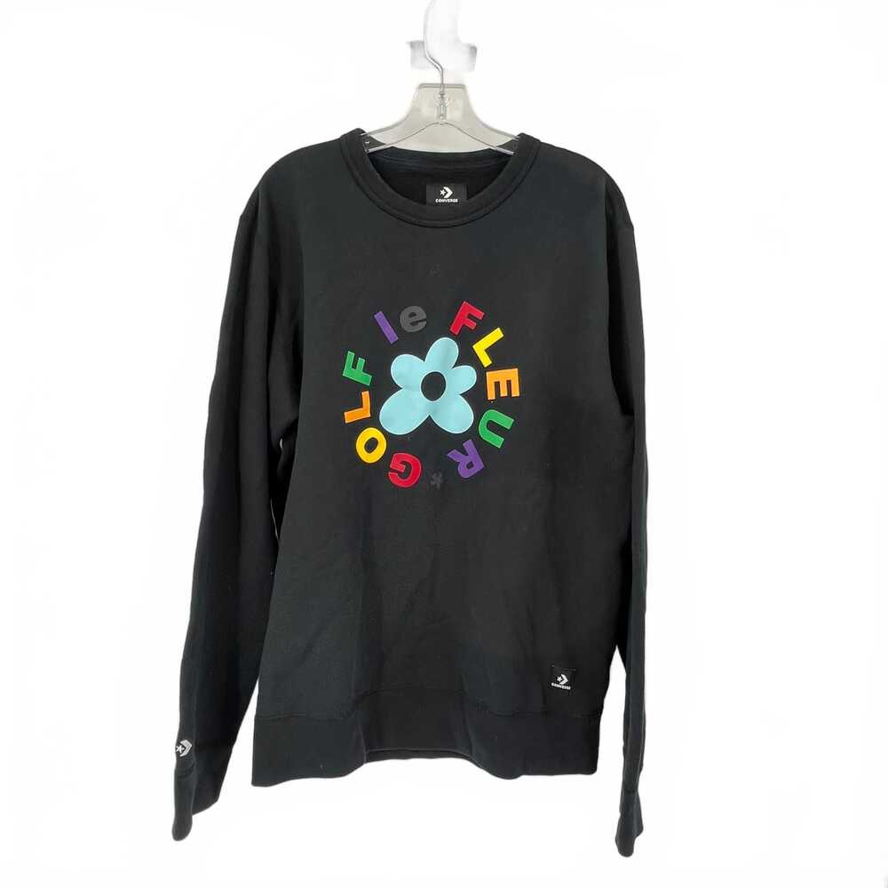 Converse Black Cotton Crewneck Sweater | Men’s Size L Golf Le Fleur
